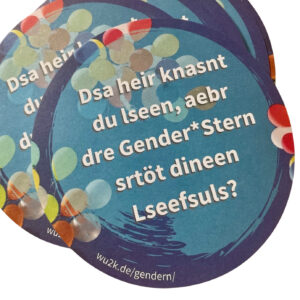 Gender*Stern-Sticker: „Dsa heir knasnt du lseen?” (10 Stück)