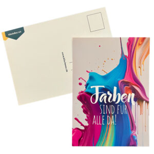 Farben sind für alle da, Hintergrund weiß (Postkarte)